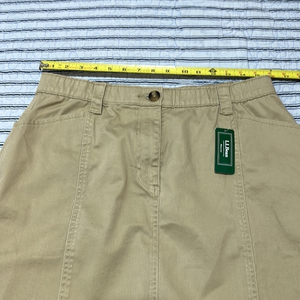 NWT L.L.Bean Skirt Khaki Classic Fit A Line Elastic Waistband Pockets size 14 R - Picture 4 of 16
